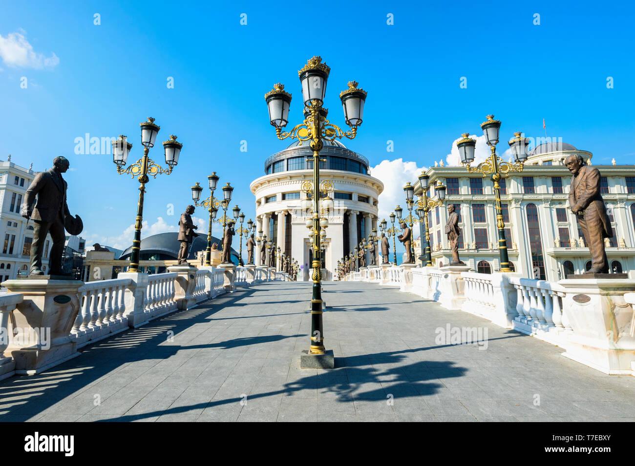 Government buildings, Financial Police Office, Ministry of Foreign Affairs, Art Bridge, Skopje, Macedonia Stock Photo