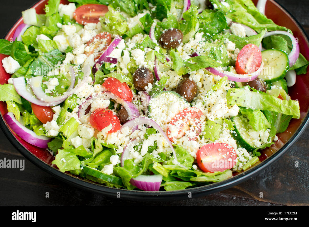 Large Bowl of Greek Salad Stock Photo Alamy