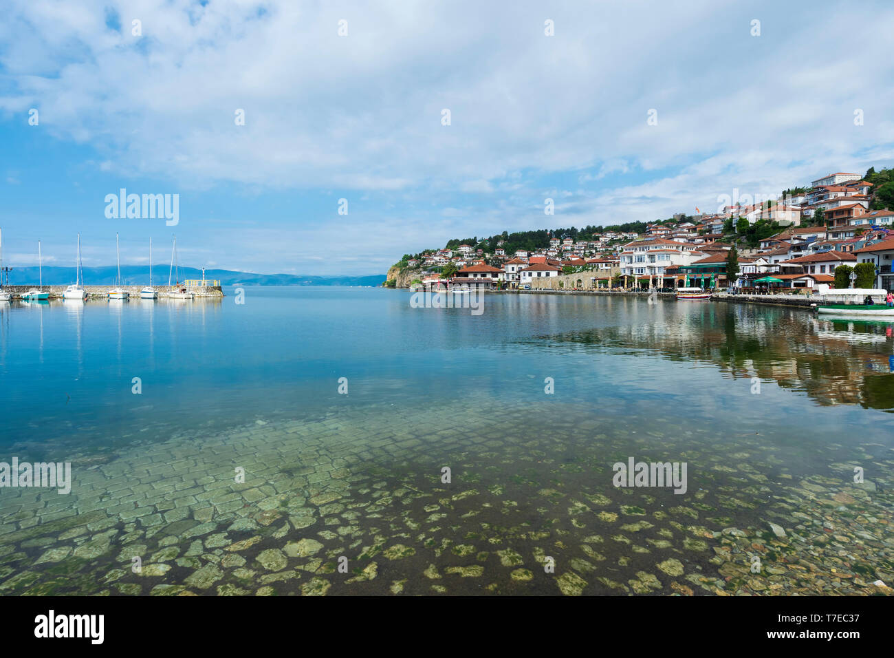Ohrid old city, marina, Macedonia Stock Photo