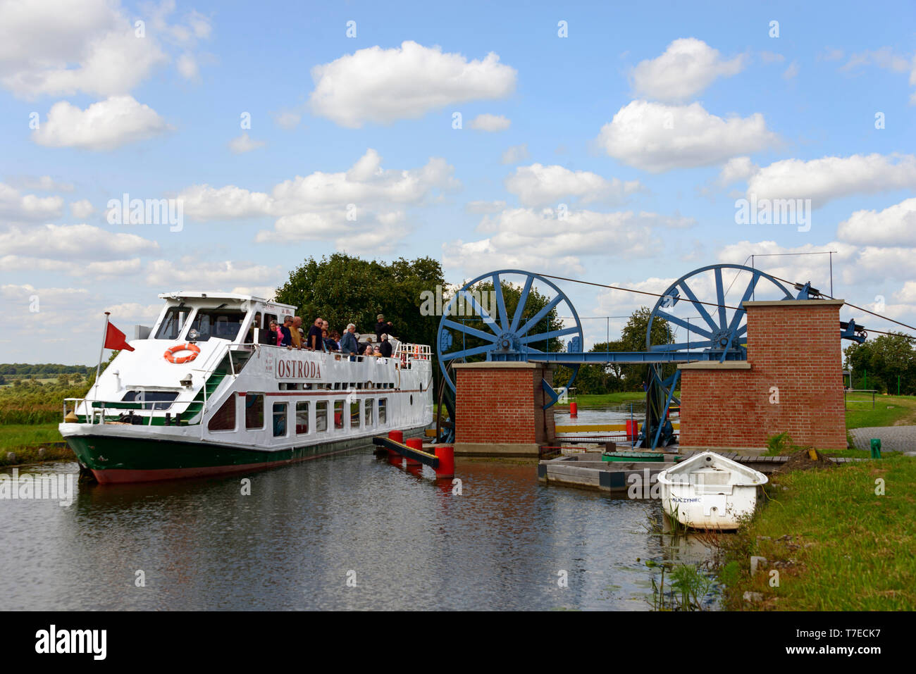 Ship Ostroda, Katy, Elblag-Ostroda Canal, Warmia Masuria, Poland Stock Photo