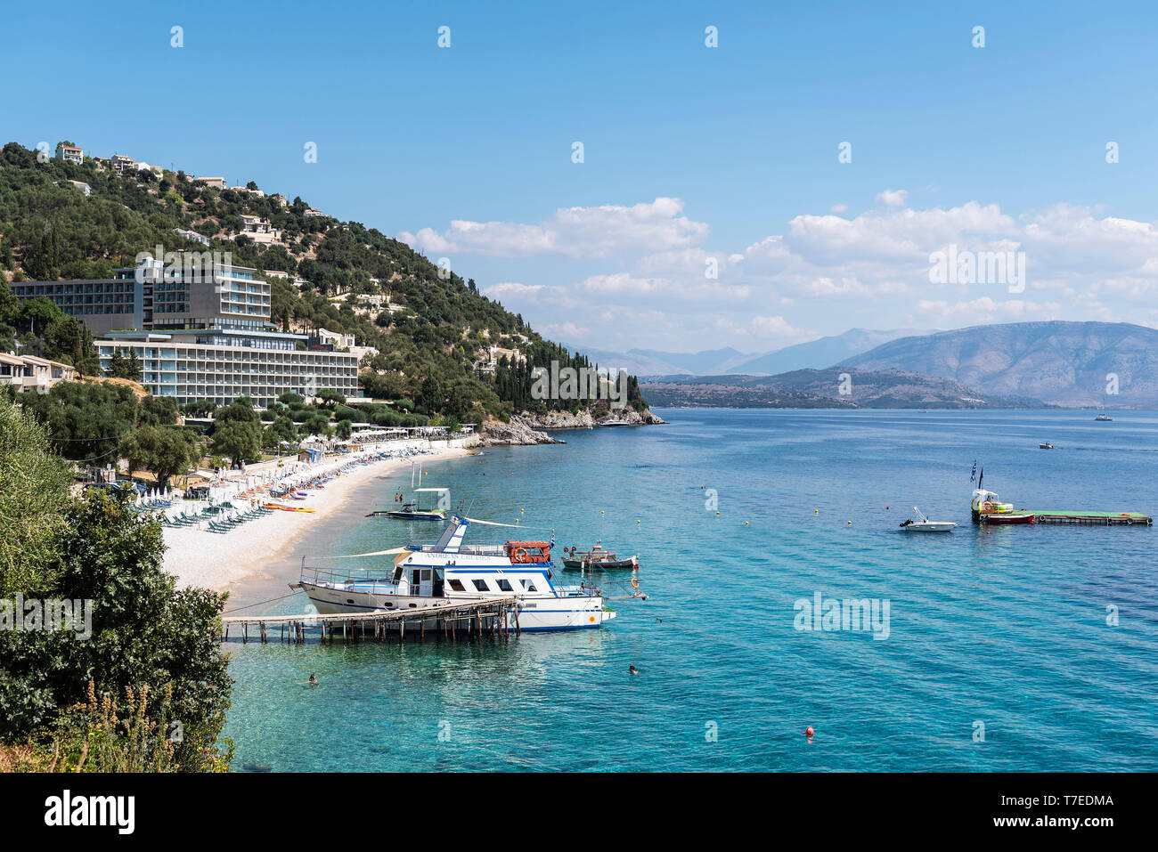 hotel, Nissaki, Corfu Island, Ionian Islands, Mediterranean Sea, Greece Stock Photo