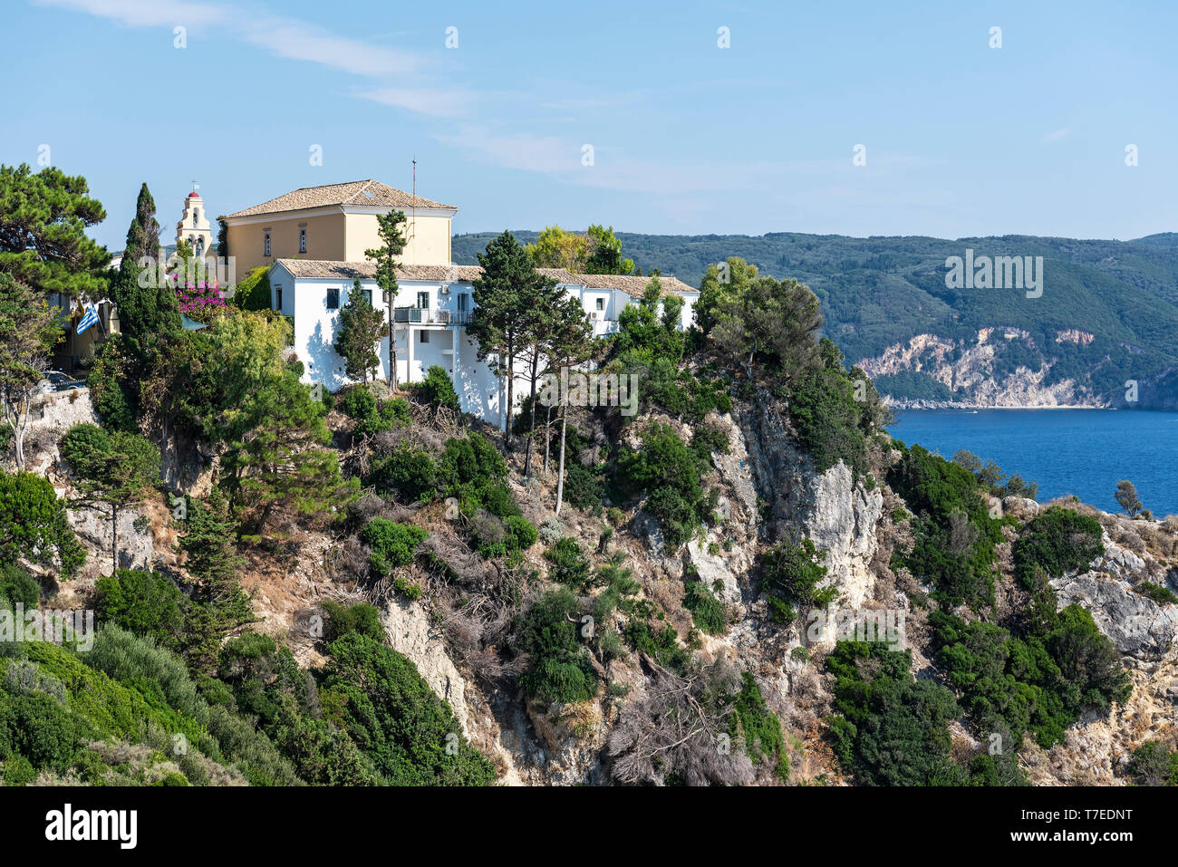Panagia Theotokos, monastery, Paleokastritsa, Corfu Island, Ionian Islands, Mediterranean Sea, Greece Stock Photo