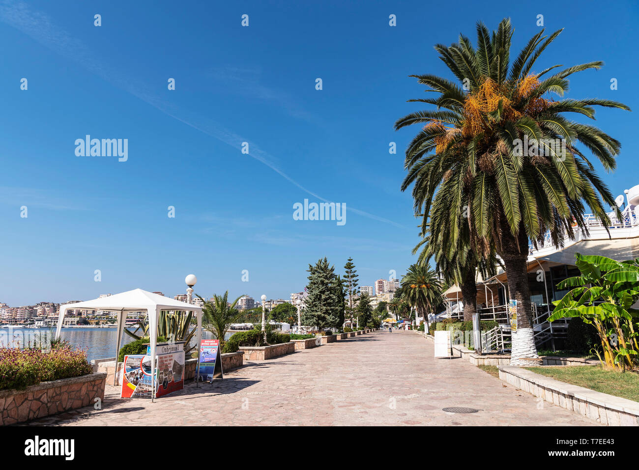 promenade, Ionian Sea, Saranda, Albania Stock Photo