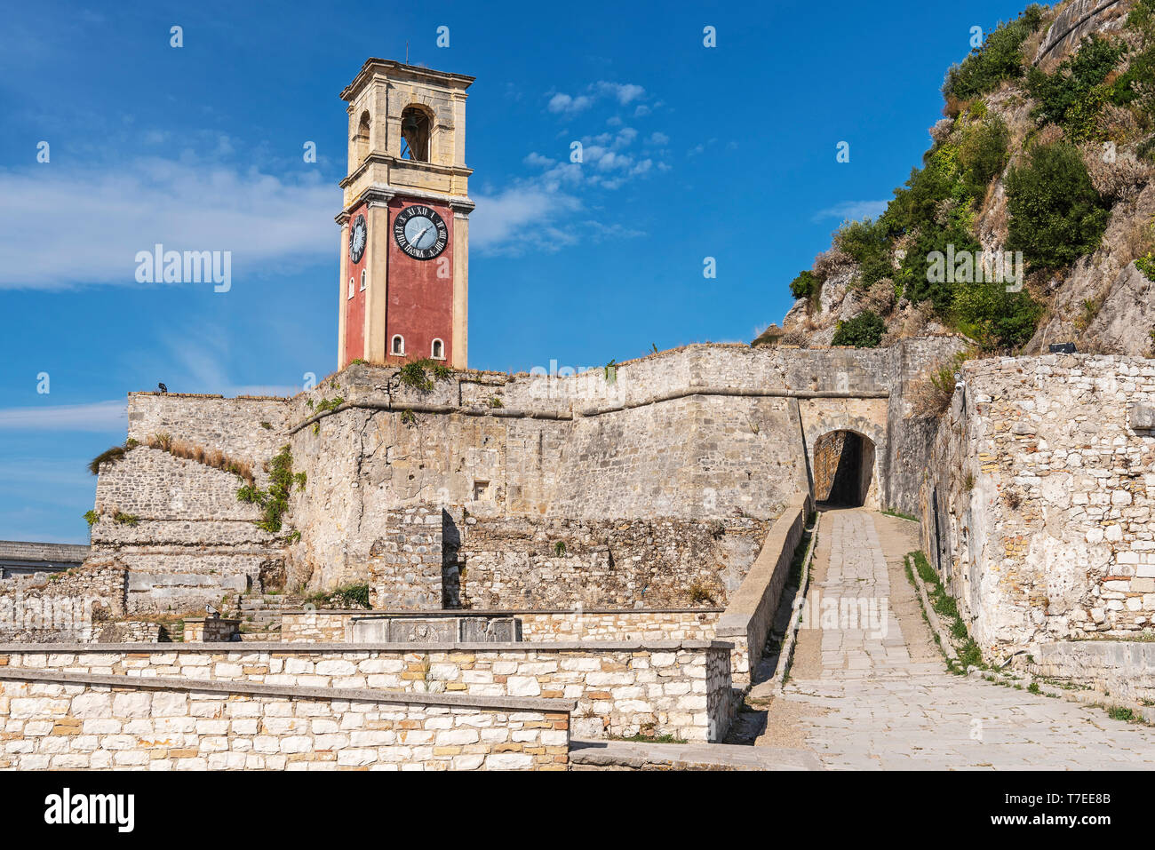 bell tower, tower, old fortress, Kerkyra, Corfu Island, Ionian Islands, Greece Stock Photo