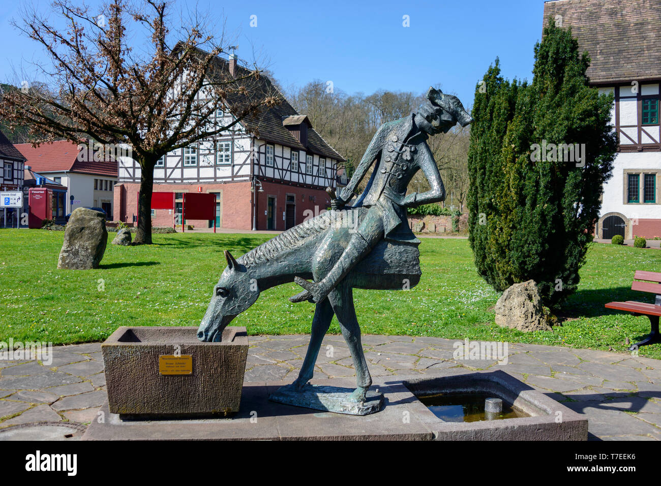 Munchhausen, Fountain, Bodenwerder, Lower Saxony, Germany, Münchhausen Stock Photo