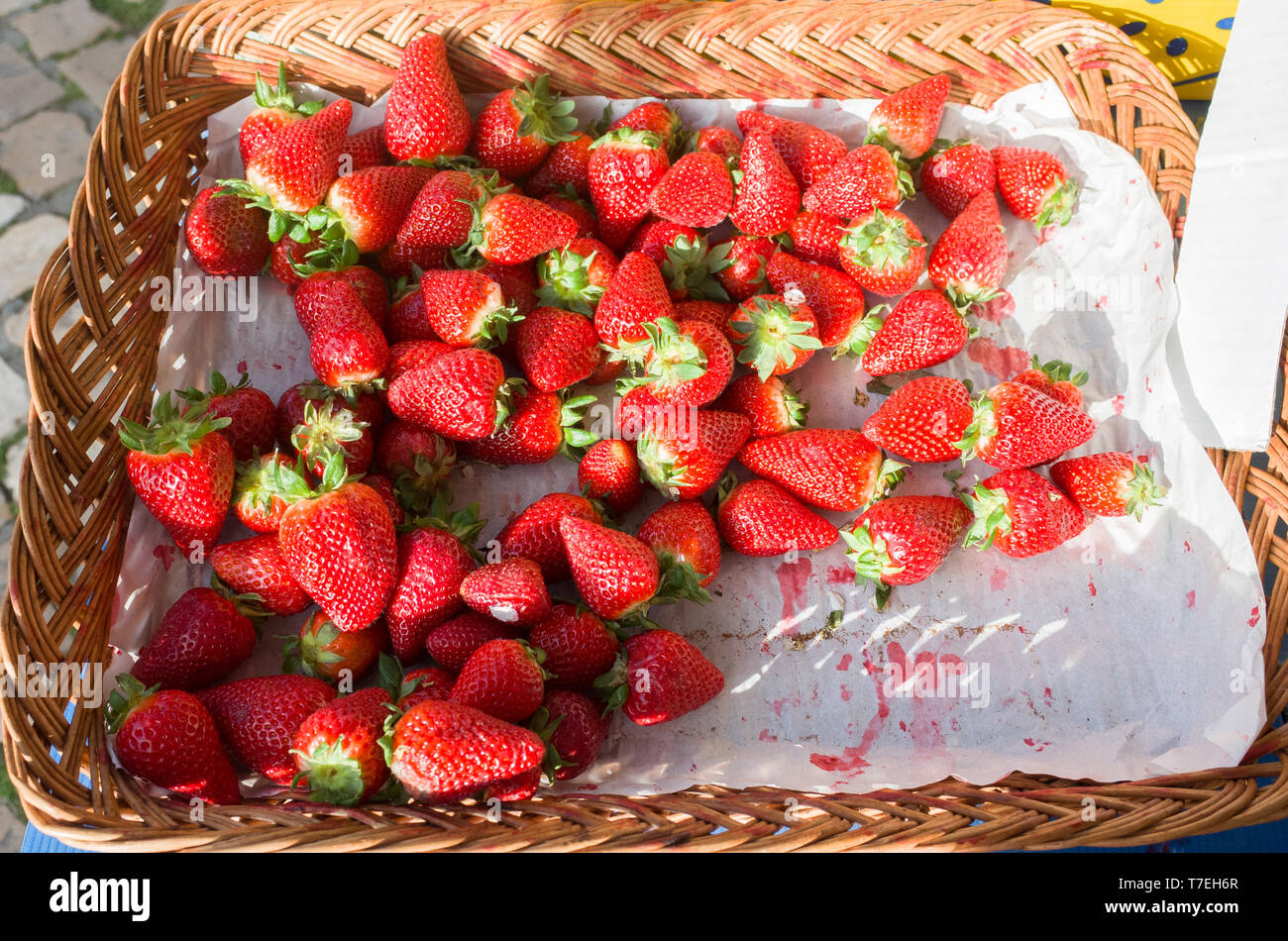 Fresh Strawberries For Sales at Local Market Stock Photo Alamy