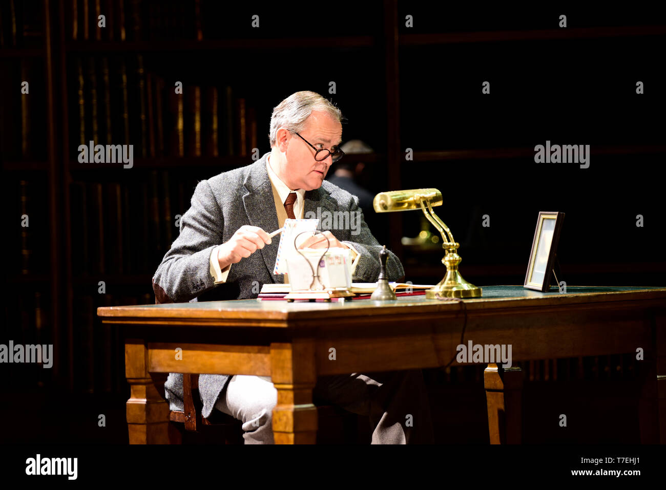 Hugh Bonneville playing writer C.S. Lewis in Shadowlands, a play written by William Nicholson at Chichester Festival Theatre, West Sussex, UK. Stock Photo