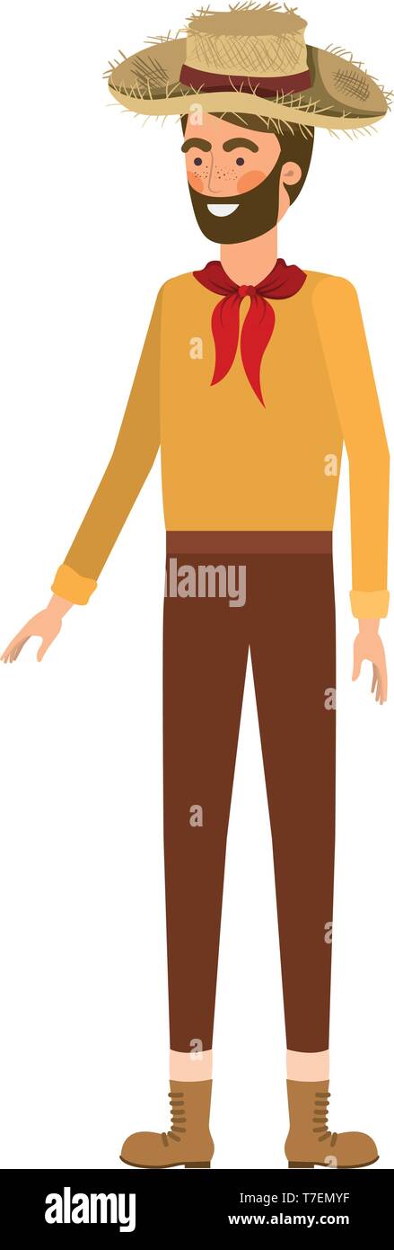 man farmer with straw hat Stock Vector Image & Art - Alamy
