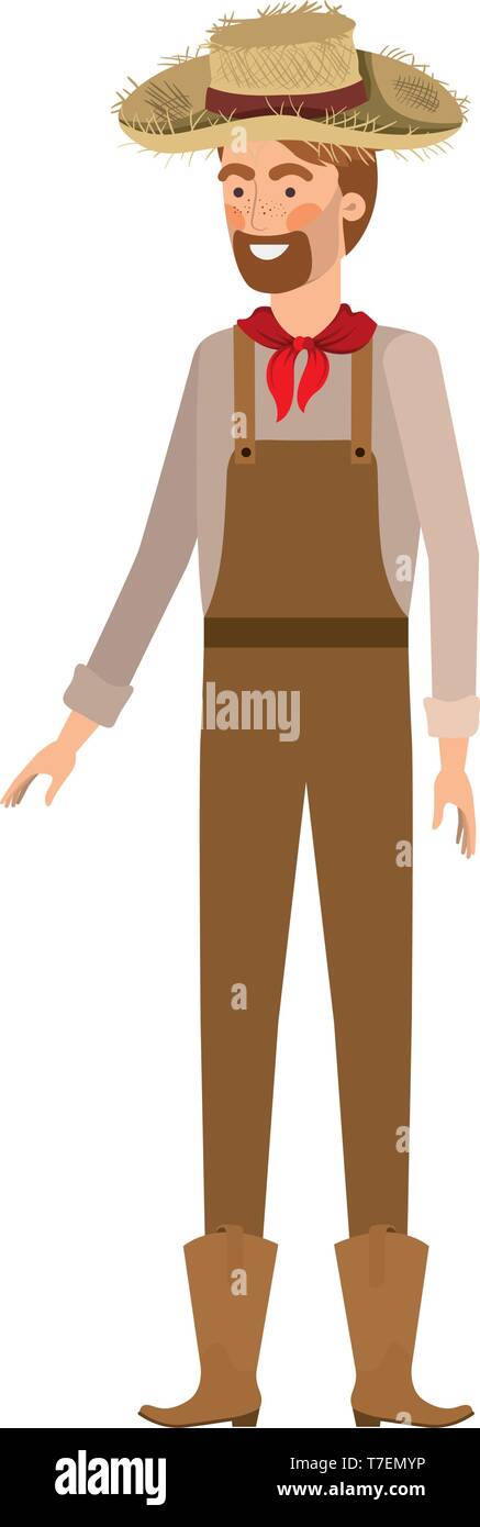 man farmer with straw hat Stock Vector Image & Art - Alamy