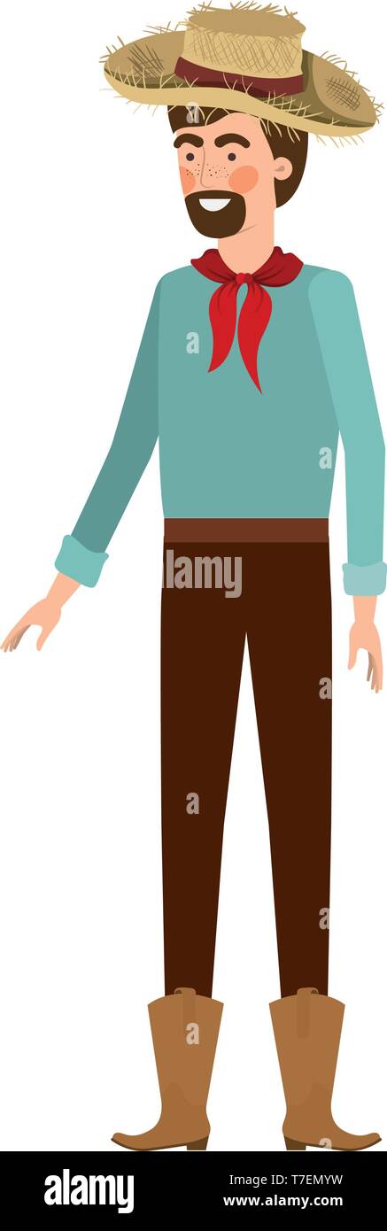 man farmer with straw hat Stock Vector Image & Art - Alamy