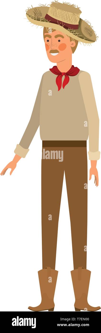 man farmer with straw hat Stock Vector Image & Art - Alamy