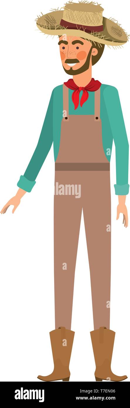 man farmer with straw hat Stock Vector Image & Art - Alamy