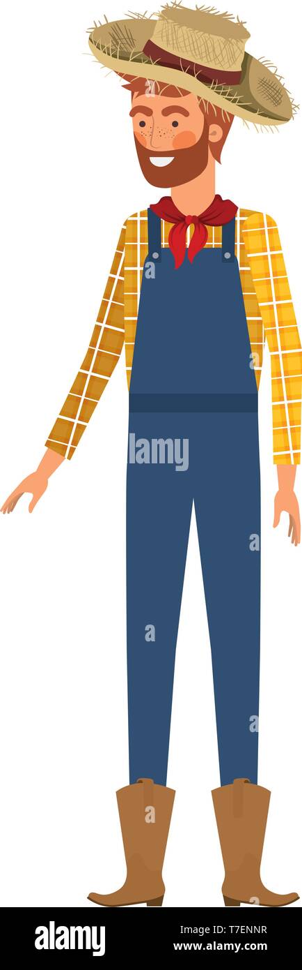 man farmer with straw hat Stock Vector Image & Art - Alamy