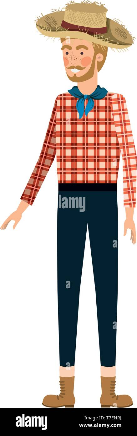 man farmer with straw hat Stock Vector Image & Art - Alamy