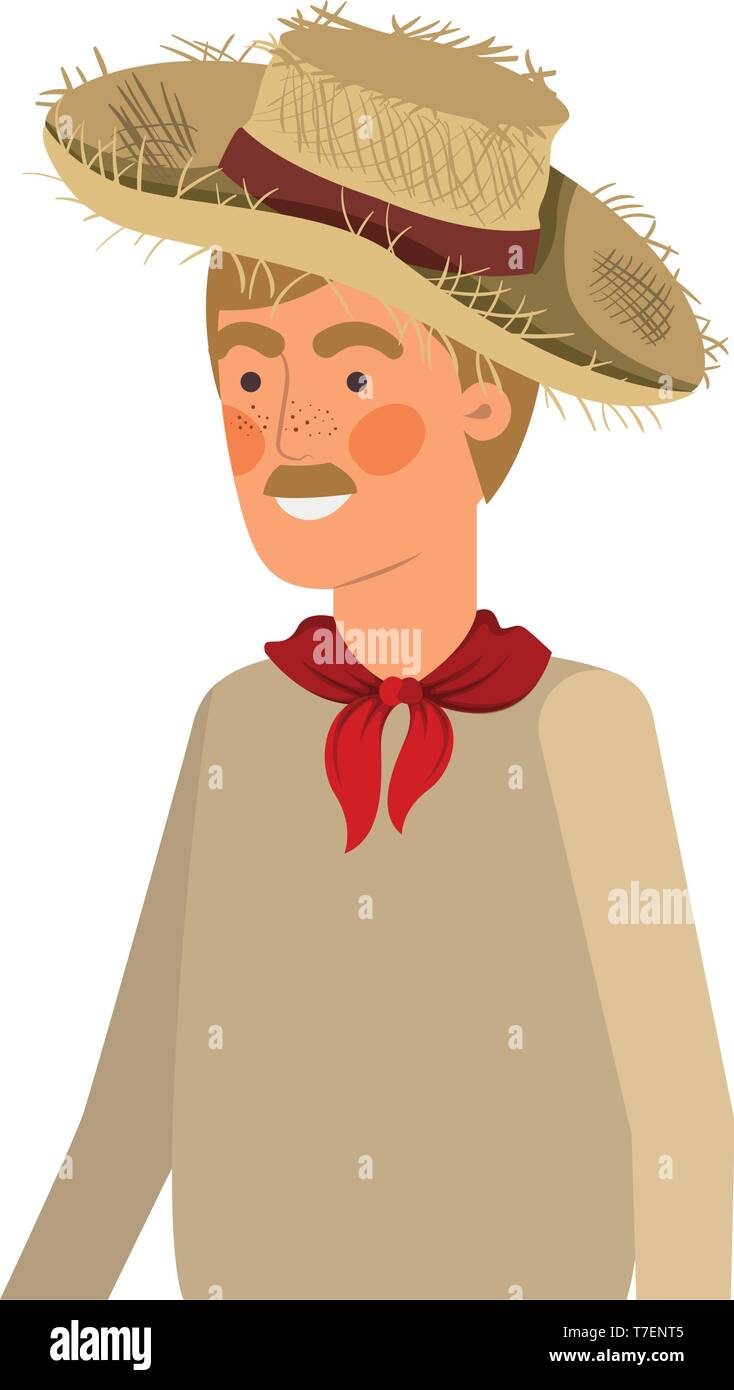 man farmer with straw hat Stock Vector Image & Art - Alamy