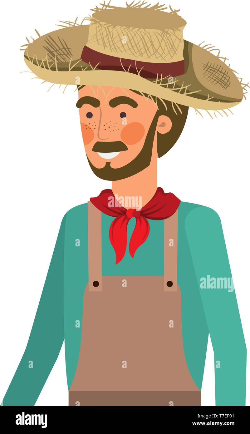 man farmer with straw hat Stock Vector Image & Art - Alamy