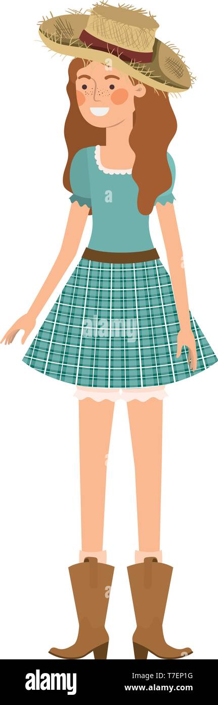 farmer woman with straw hat Stock Vector Image & Art - Alamy