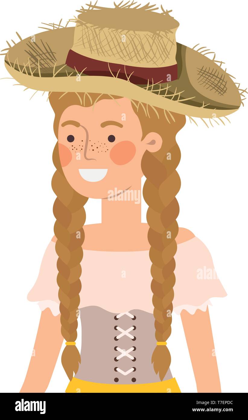 farmer woman with straw hat Stock Vector Image & Art - Alamy