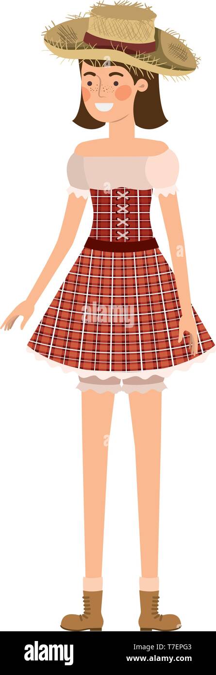 farmer woman with straw hat Stock Vector Image & Art - Alamy