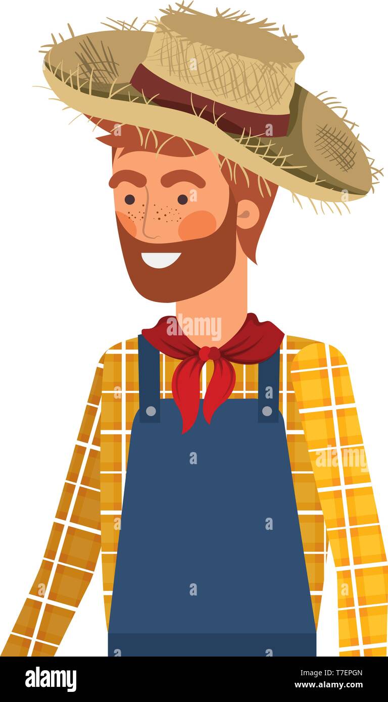 man farmer with straw hat Stock Vector Image & Art - Alamy