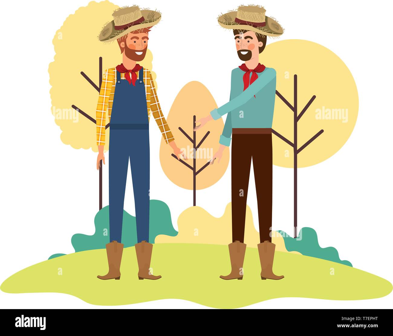 farmers men talking with straw hat Stock Vector Image & Art - Alamy