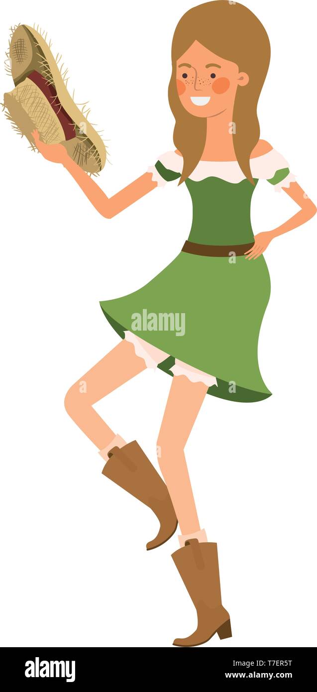 woman farmer dancing with straw hat Stock Vector Image & Art - Alamy