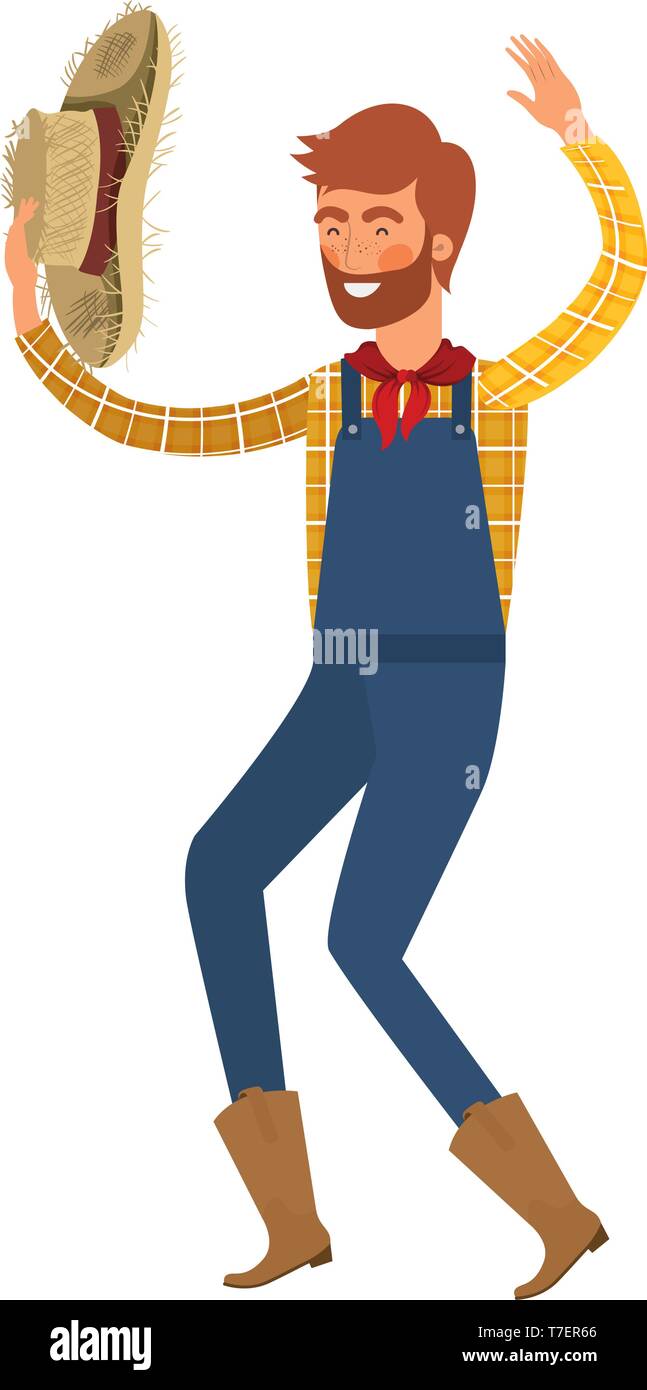 man farmer dancing with straw hat Stock Vector Image & Art - Alamy
