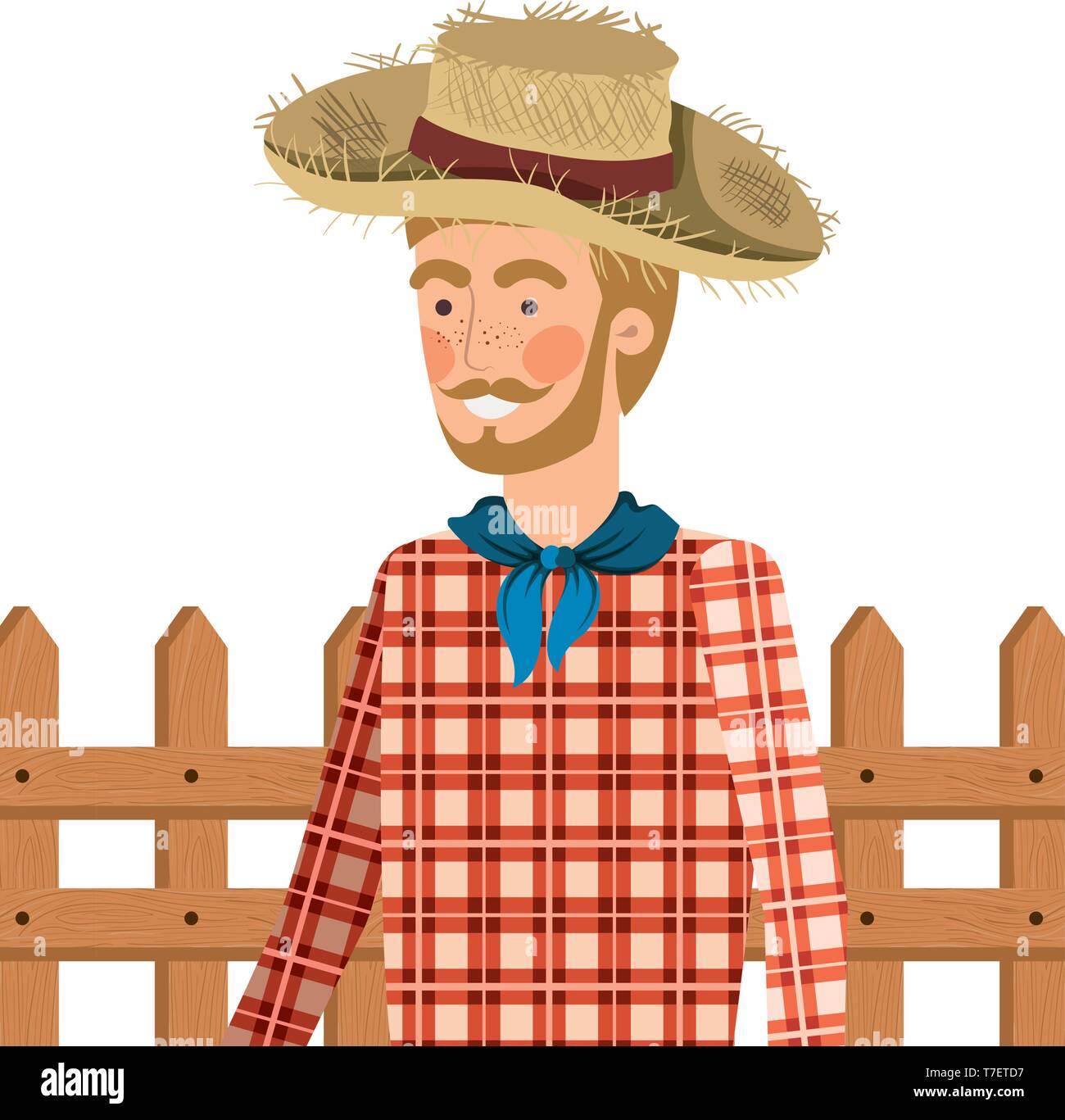 man farmer with straw hat and near background Stock Vector Image & Art ...