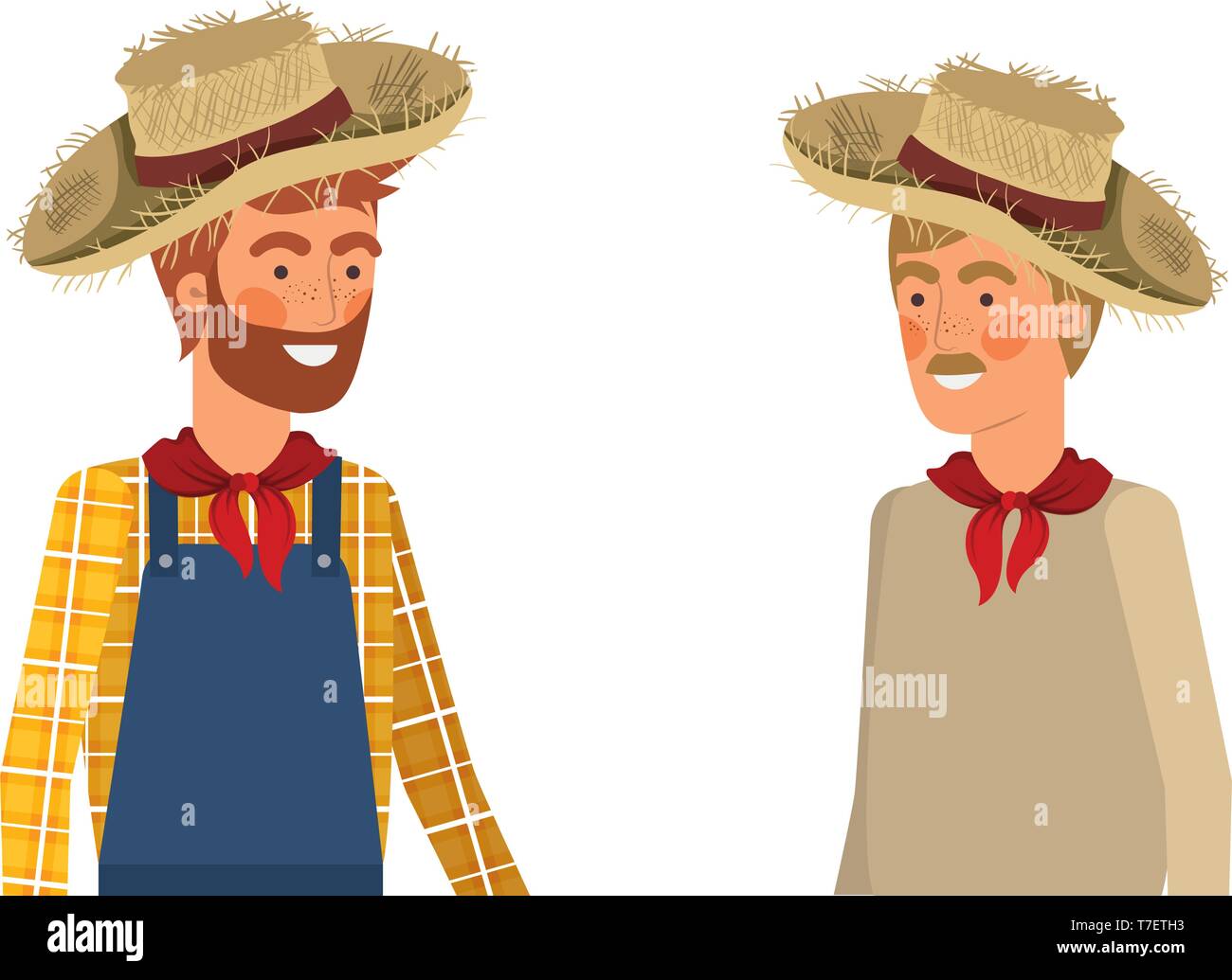 farmers men talking with straw hat Stock Vector Image & Art - Alamy