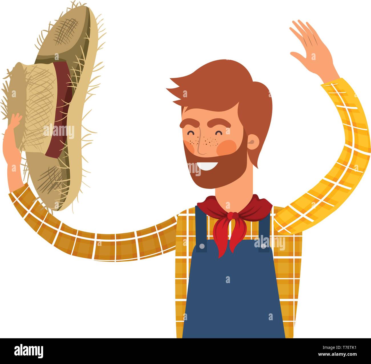 man farmer with straw hat Stock Vector Image & Art - Alamy