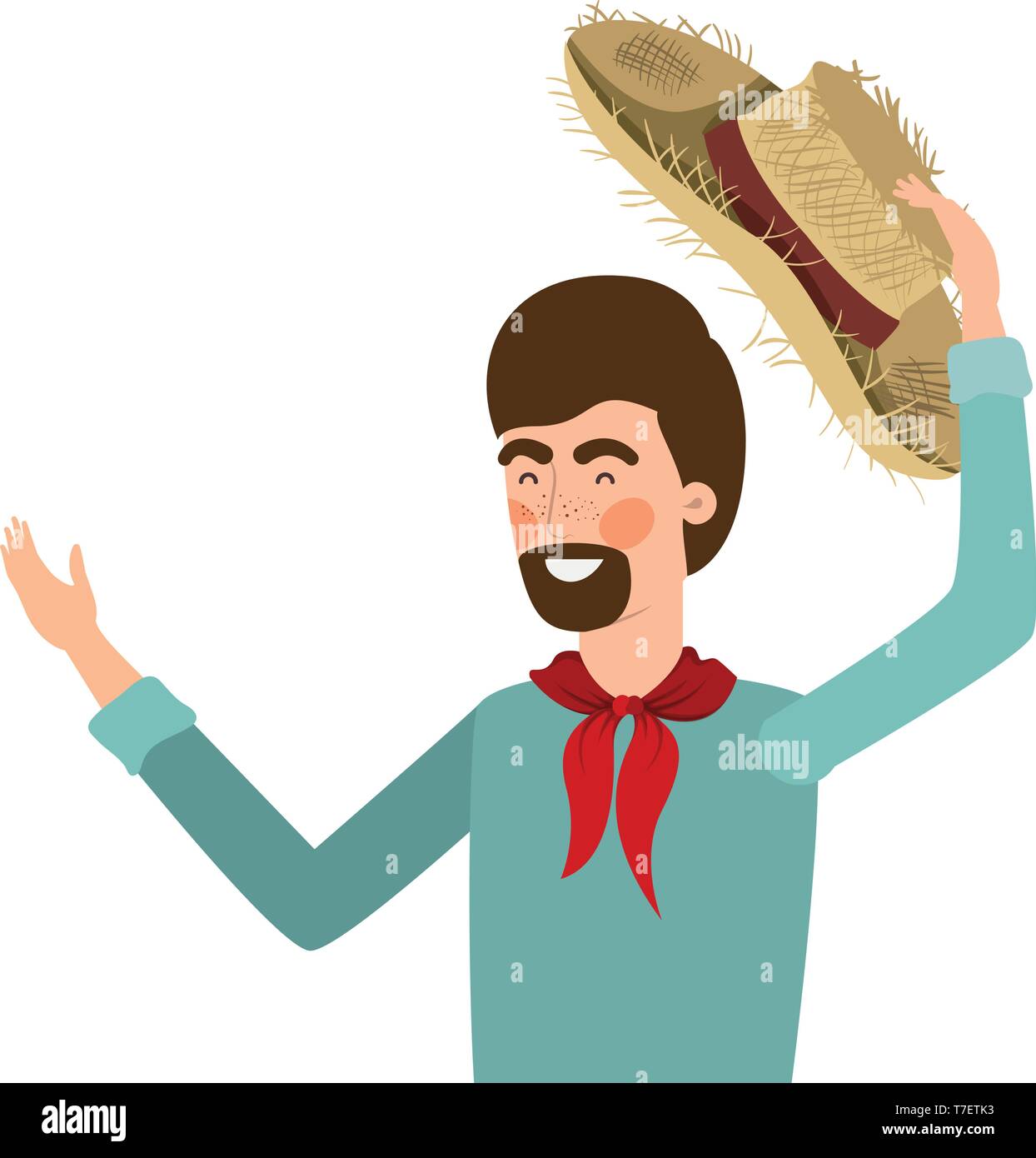 man farmer with straw hat Stock Vector Image & Art - Alamy