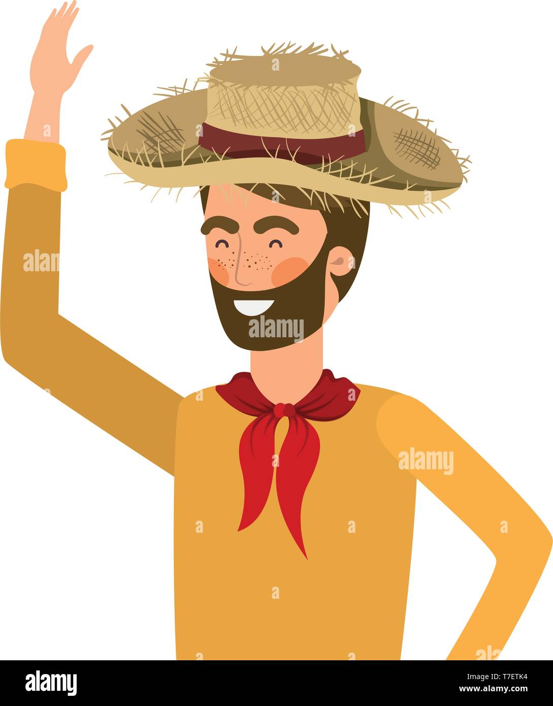man farmer with straw hat Stock Vector Image & Art - Alamy