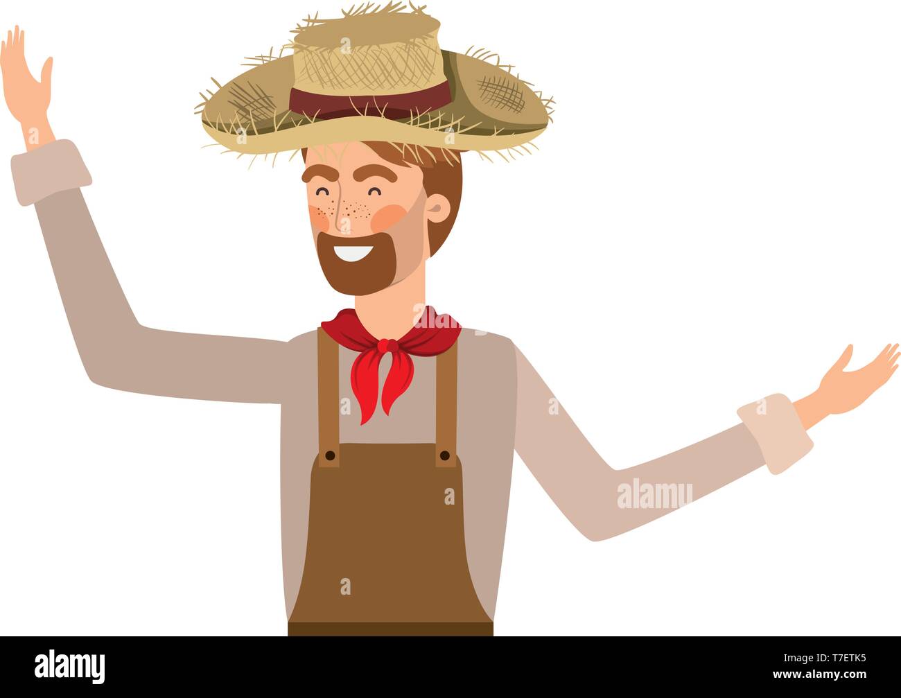 man farmer with straw hat Stock Vector Image & Art - Alamy