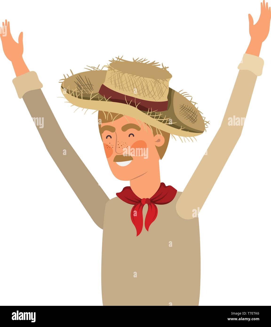 man farmer with straw hat Stock Vector Image & Art - Alamy