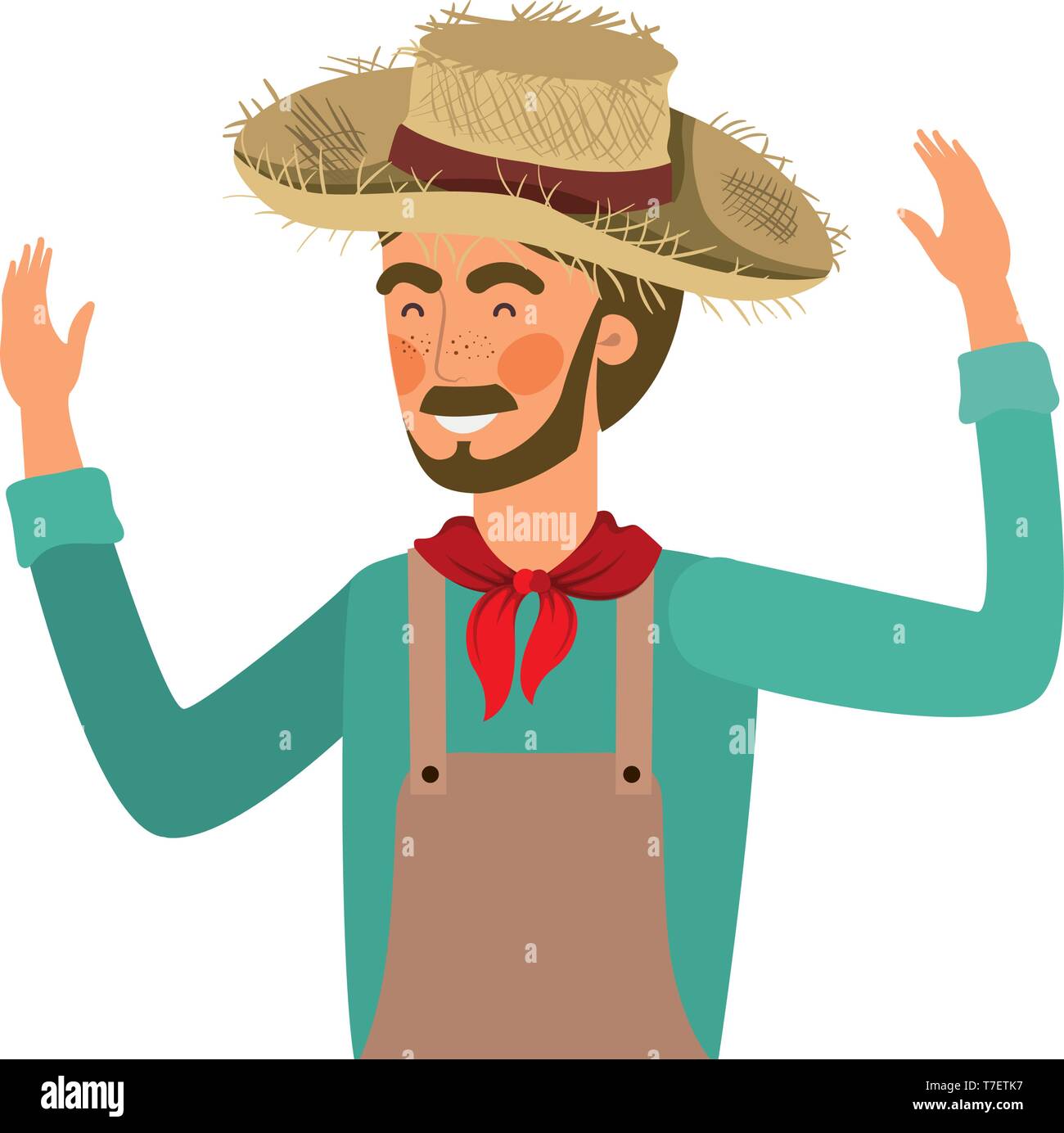 man farmer with straw hat Stock Vector Image & Art - Alamy