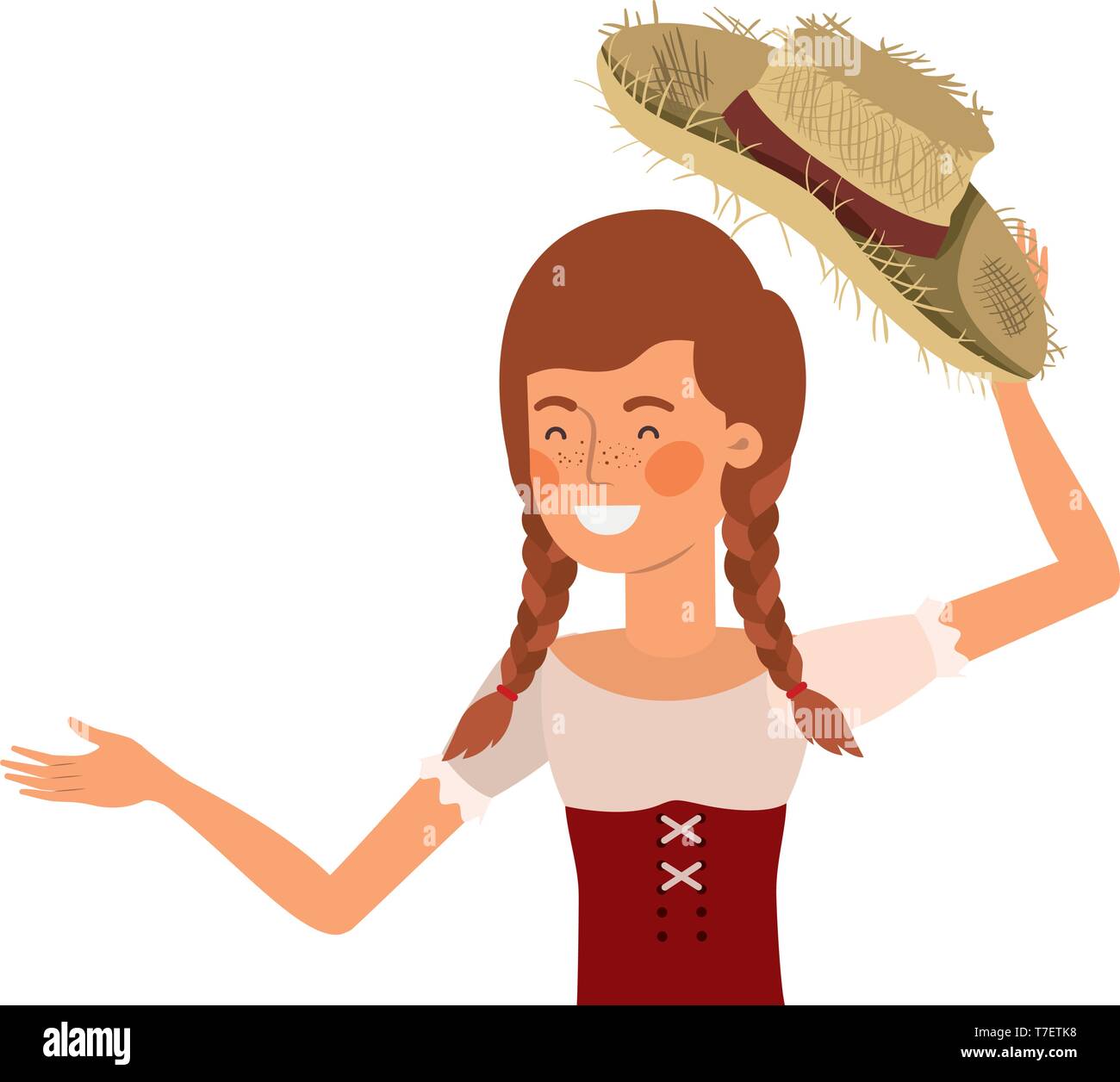 farmer woman with straw hat Stock Vector Image & Art - Alamy