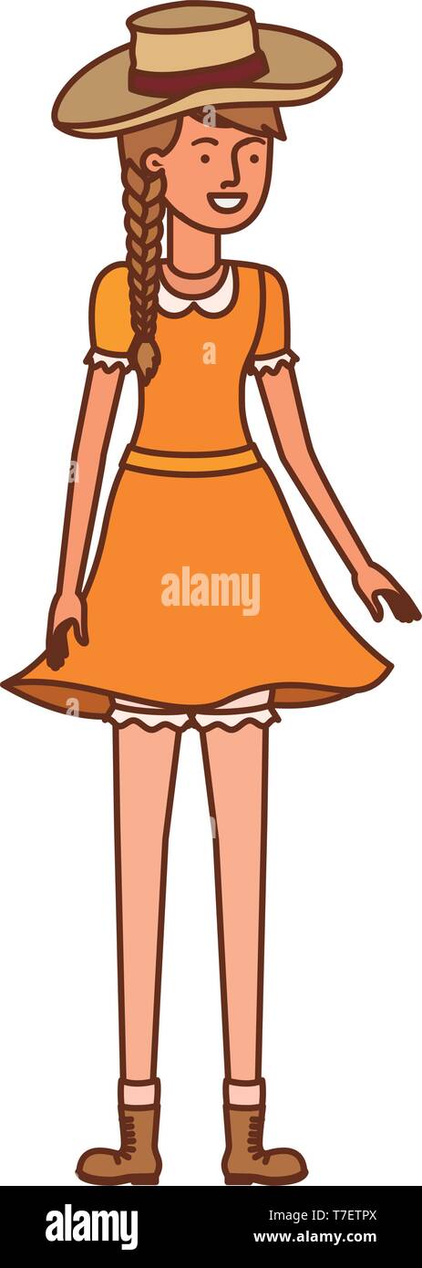 farmer woman with straw hat Stock Vector Image & Art - Alamy