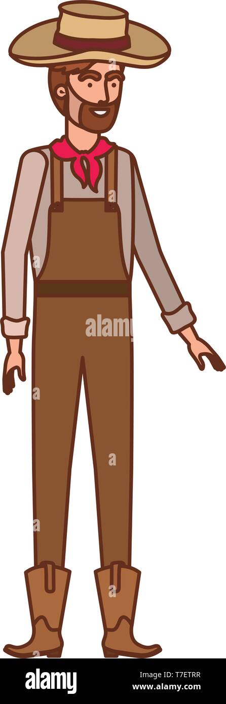 man farmer with straw hat Stock Vector Image & Art - Alamy