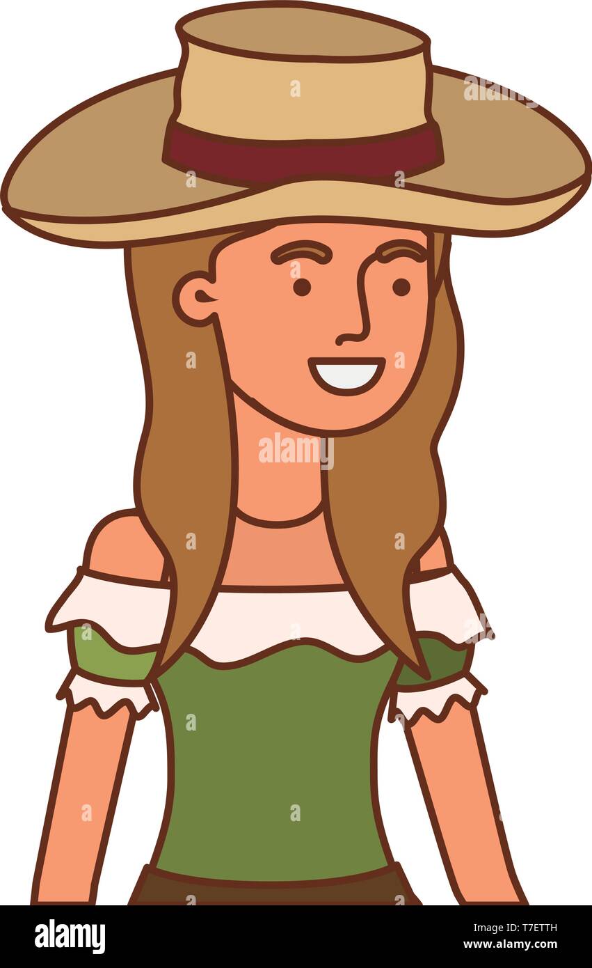 farmer woman with straw hat Stock Vector Image & Art - Alamy
