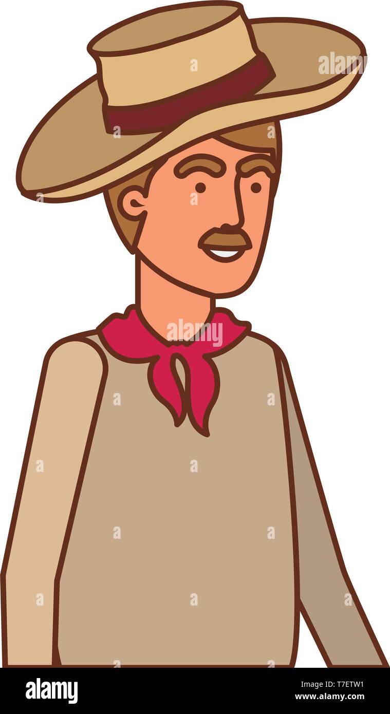 man farmer with straw hat Stock Vector Image & Art - Alamy