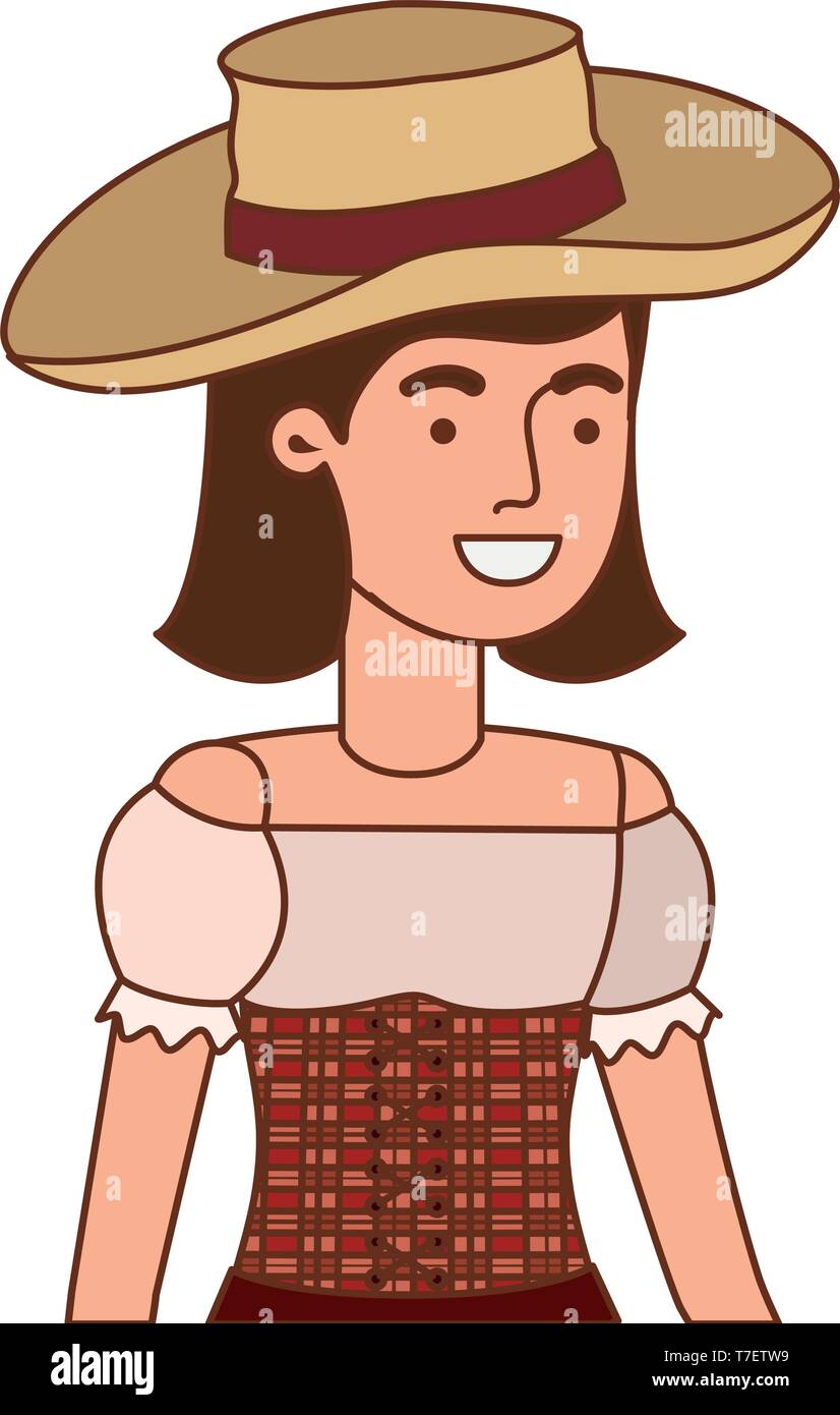 farmer woman with straw hat Stock Vector Image & Art - Alamy