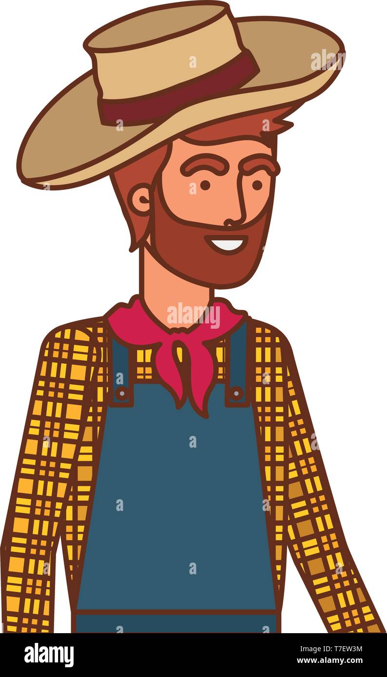 man farmer with straw hat Stock Vector Image & Art - Alamy