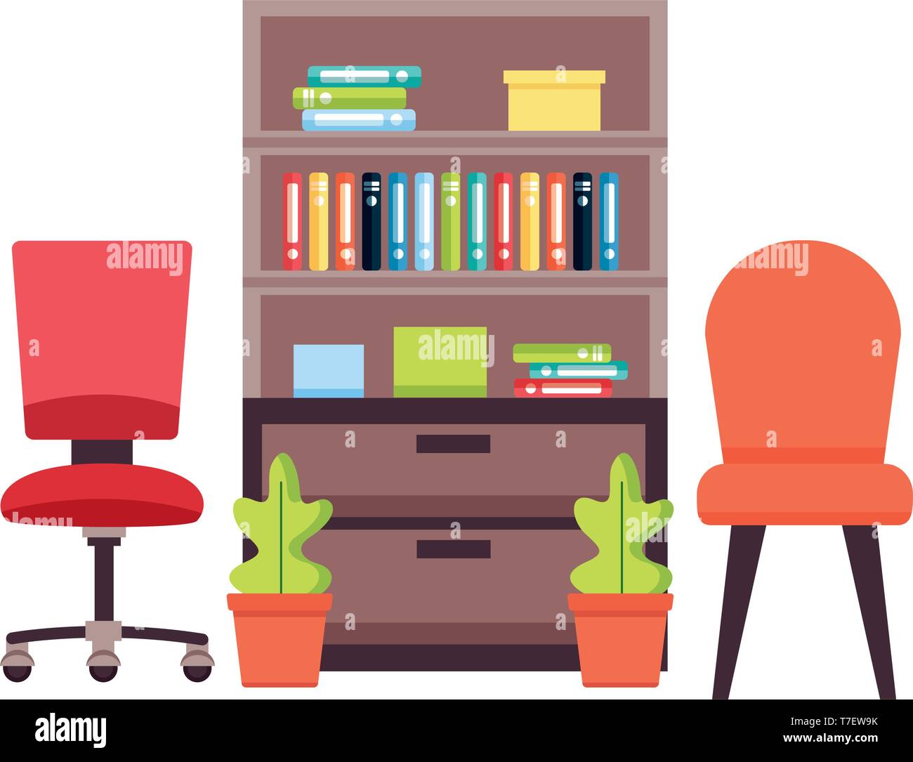 office bookshelf chairs Stock Vector Image & Art - Alamy
