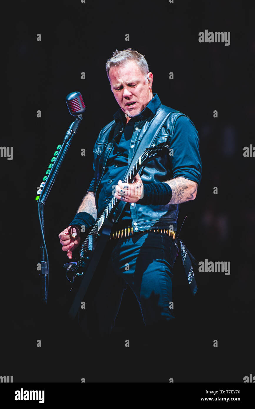 James Hetfield, singer and guitarist of the american heavy metal band Metallica, performing live at Pala Alpitour in Turin, Italy, on 10 February, 201 Stock Photo