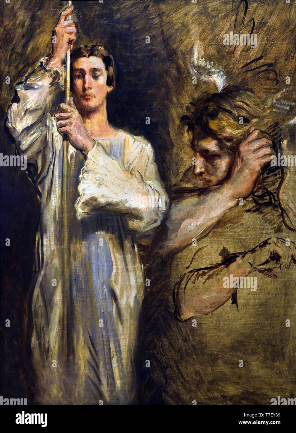 Jeune Homme tenant la Croix et Étude d` Ange - Young man holding cross and  angel, study, THEODORE CHASSÉRIAU (1819-1856) France French Stock Photo -  Alamy