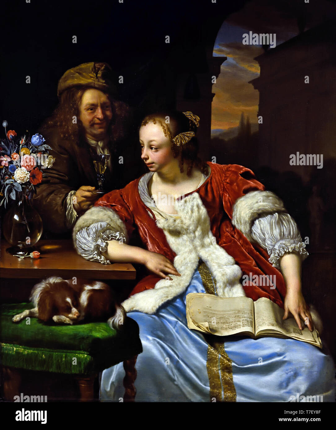 The interrupted song 1671 by Frans van Mieris 1635-1681, The, Netherlands, Dutch, Stock Photo