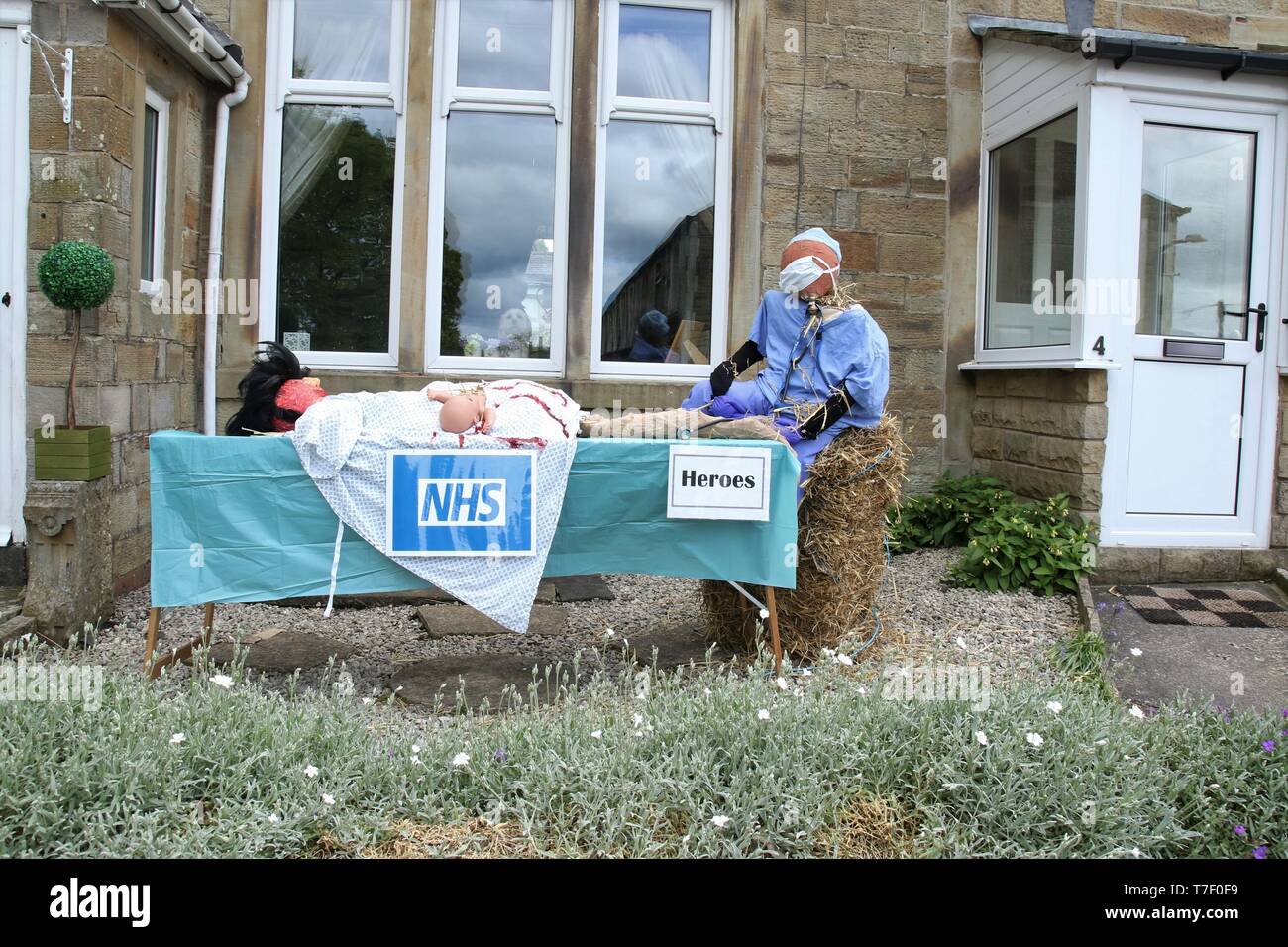 3rd Scarecrow Festival Worsthorne & Hurstwood Burnley Lancashire 6th May 2019 - NHS Heroes Stock Photo