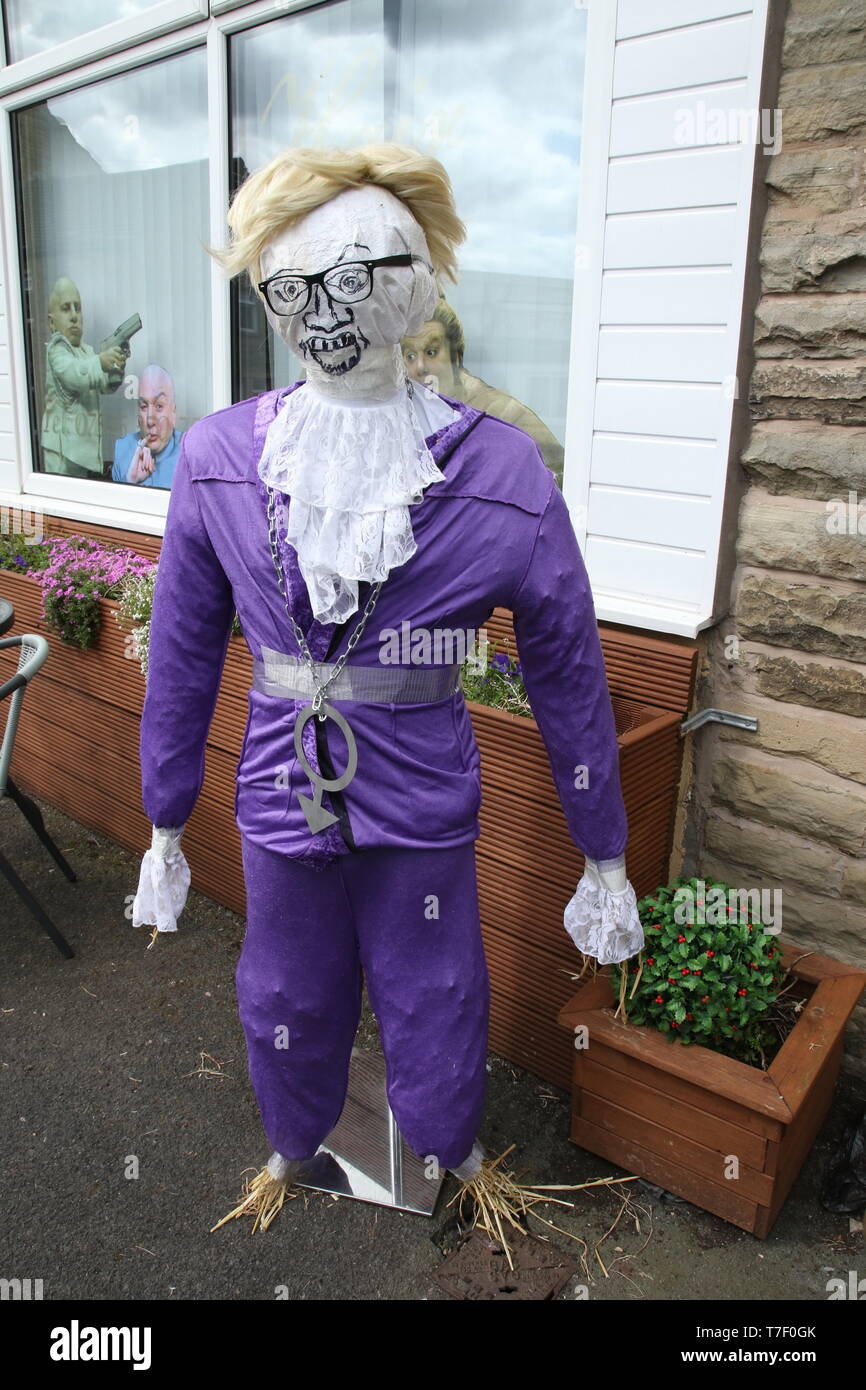 3rd Scarecrow Festival Worsthorne & Hurstwood Burnley Lancashire 6th May 2019 - Austin Powers Dr Evil Stock Photo