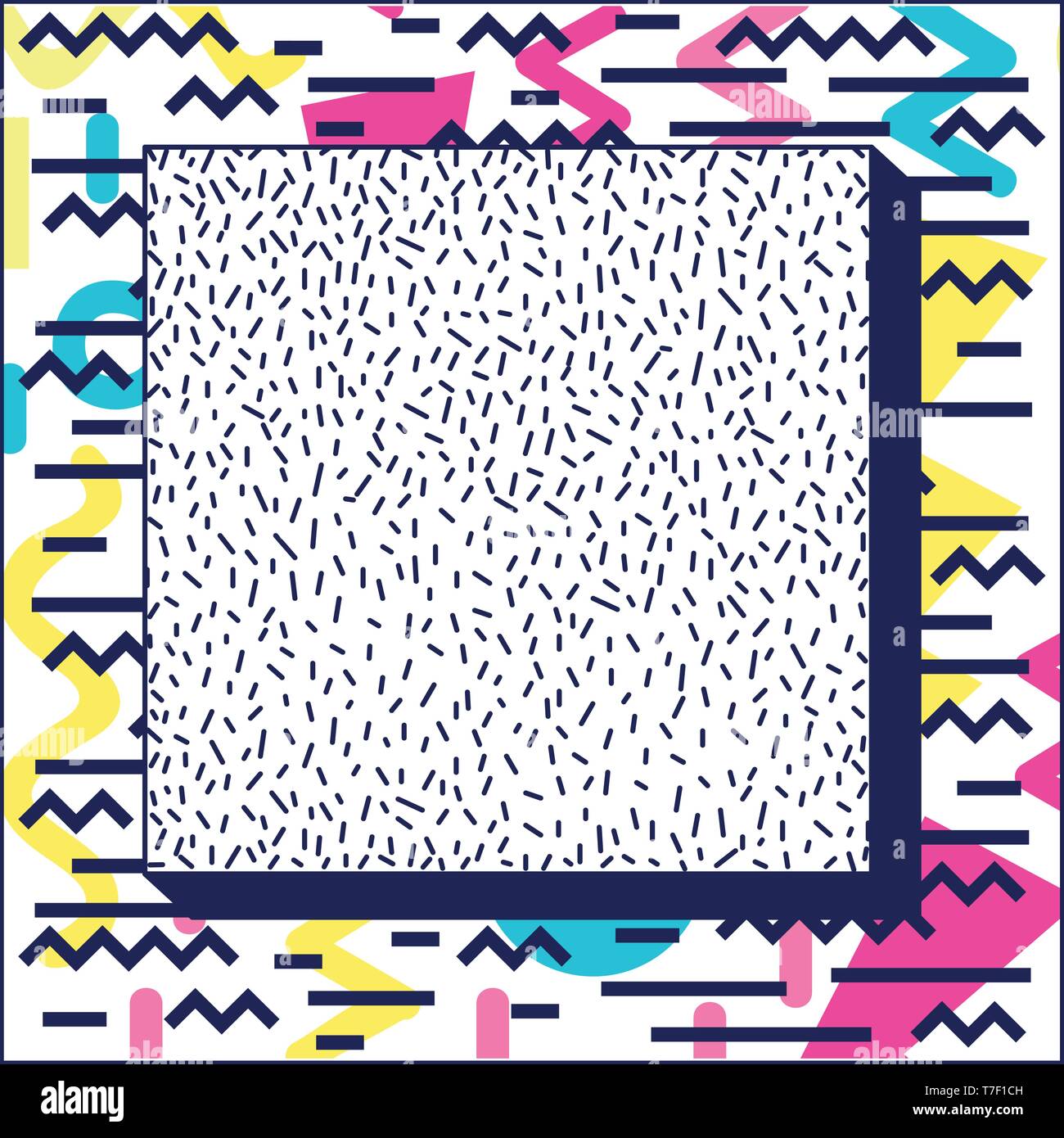 square frame colorfull figures and lines ninetys pattern Stock Vector ...