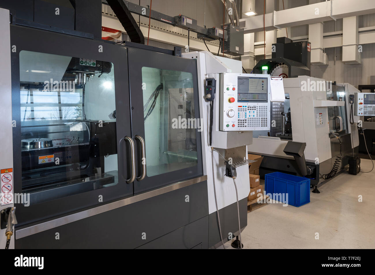 Automated Milling Lathe Machines  In Factory Stock Photo